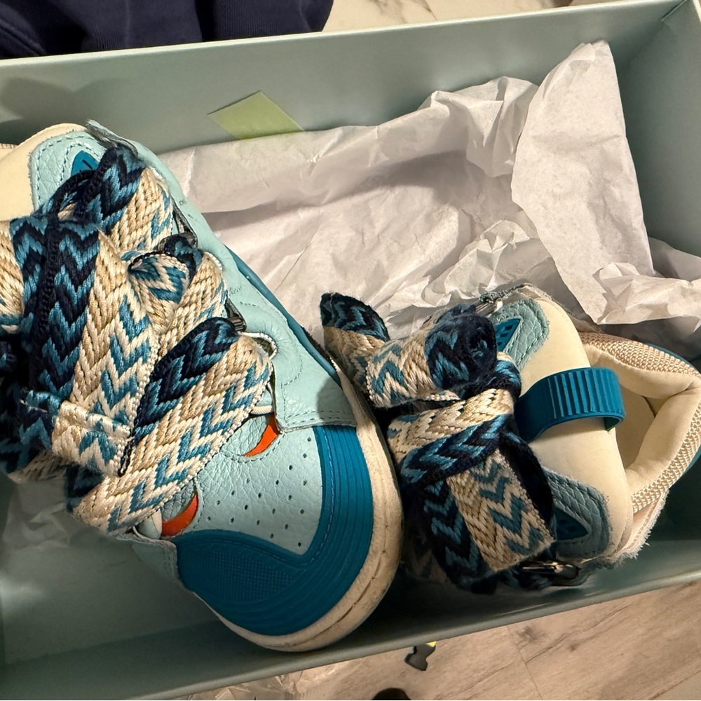 Lanvin Kids Blue and White Sneakers
